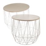 Kovový stolek s dřevěnou deskou bílý | RE7783k, RE7783o