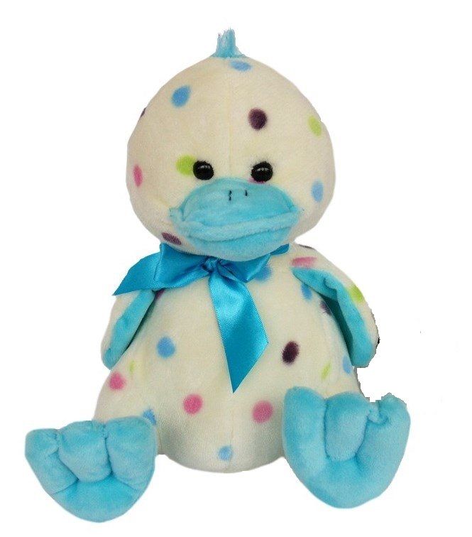 Dětský plyšák Kačenka s puntíkama- modrá, 20cm
