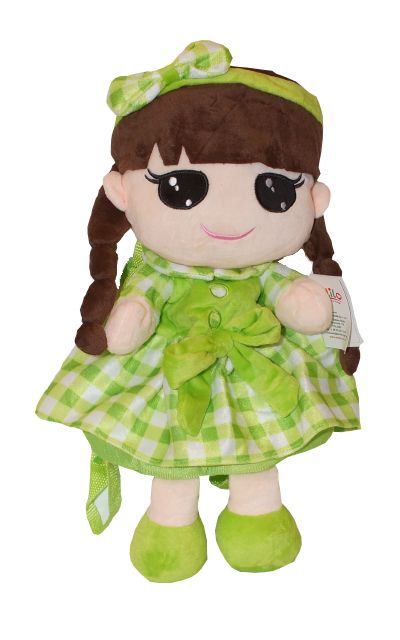 Látková panenka batůžek Kája- zelená- 36 cm