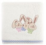 Dětský ručník  50x90  BABY  7  zajíčci krém/modrý