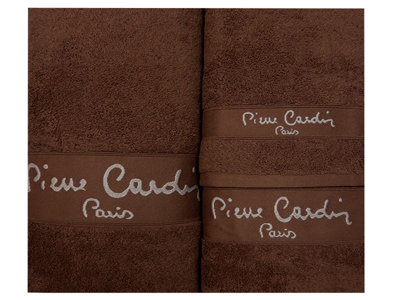 3 - dílná luxusní sada ručníků - PIERRE CARDIN - hnědá