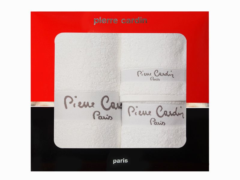 3 - dílná luxusní sada ručníků v krabici - PIERRE CARDIN - bílá