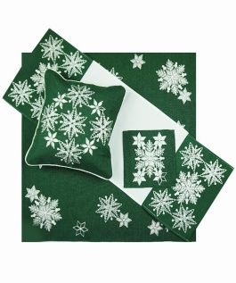 Vánoční ubrus č.15974 vločky - zelené 40x140